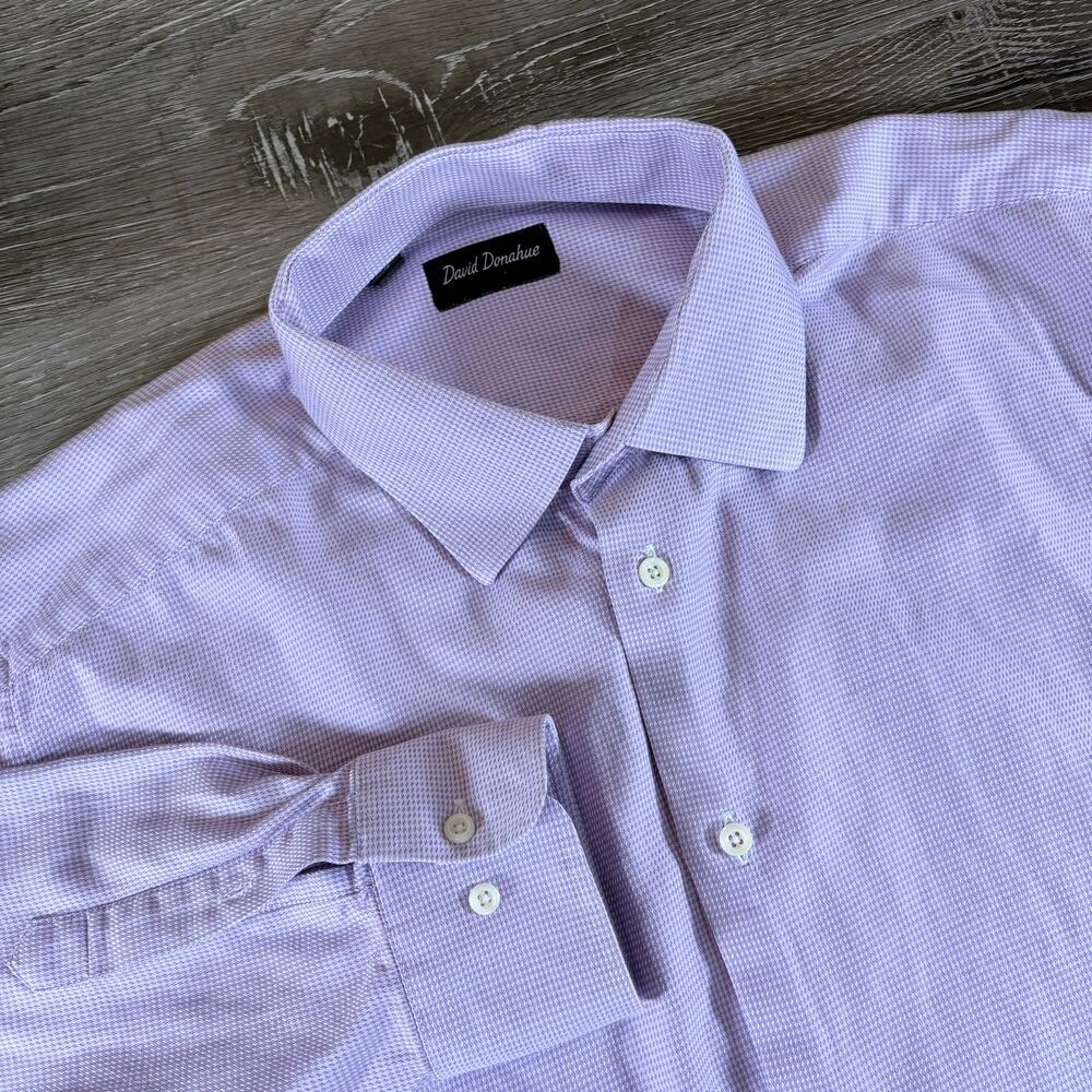 David Donahue Men's 100% Cotton L/S Dress Button Down Shirt Sz 18‎ 34/35 *Read*